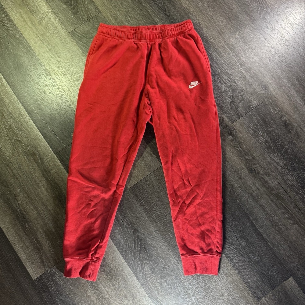 Nike Gym Sweat Pants Joggers Mens Size Medium Pockets Tapered Red